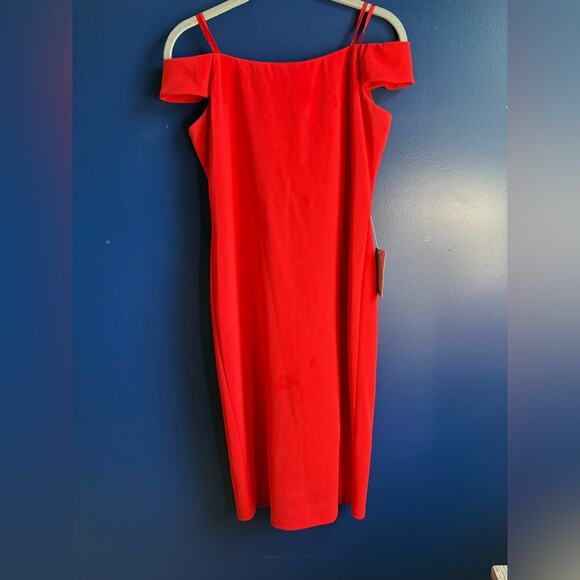 Eliza J Red Off-Shoulder Sheath Cocktail Dress size 6 - Picture 5 of 11